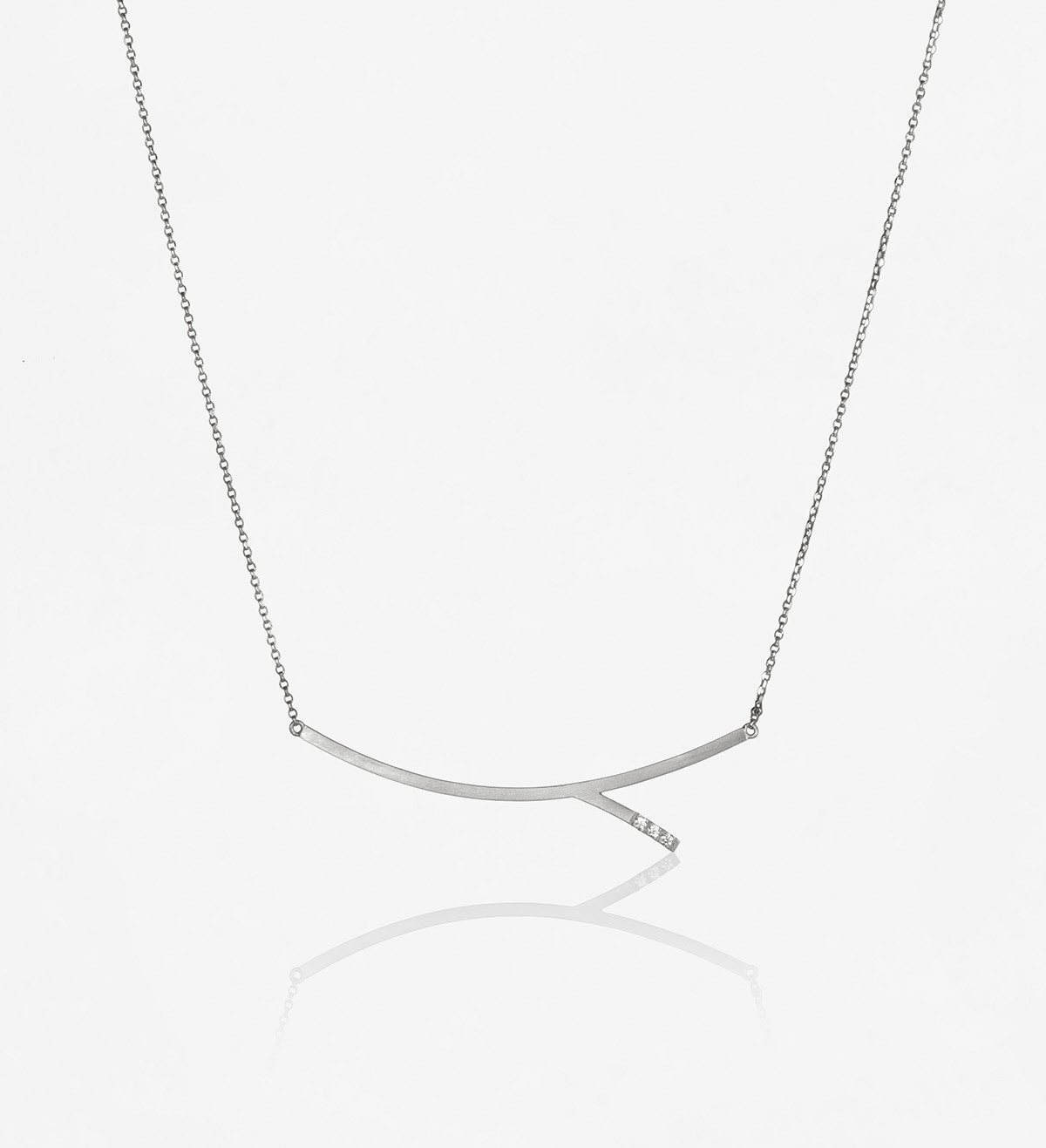 Collar or blanc Feel amb diamants 0,021ct 45cm