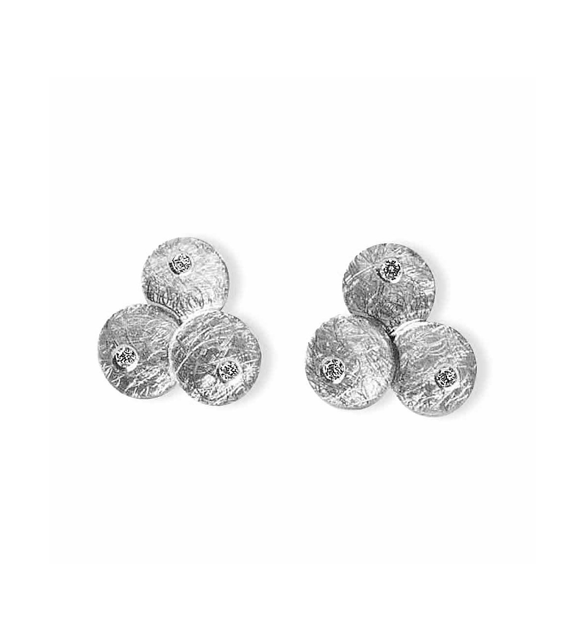 Arracades d´or blanc Flô amb diamants 0,15ct