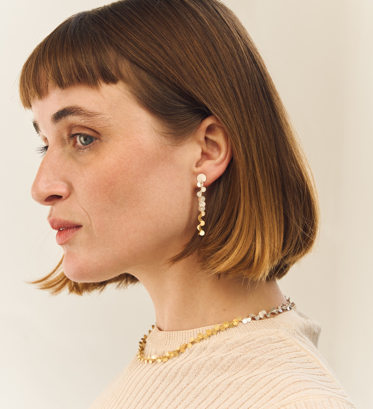 18k gold and silver earrings Papallones 50mm